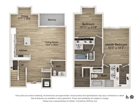 two bedroom three bath townhome 1893 SF